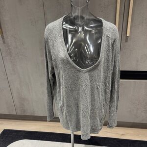 Brandy Melville Heather Gray Deep V-Neck Hoodie